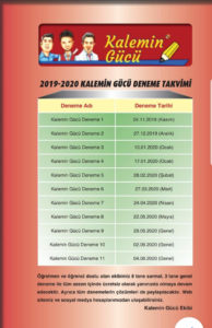 2019-2020 Kalemin Gücü Deneme Takvimi